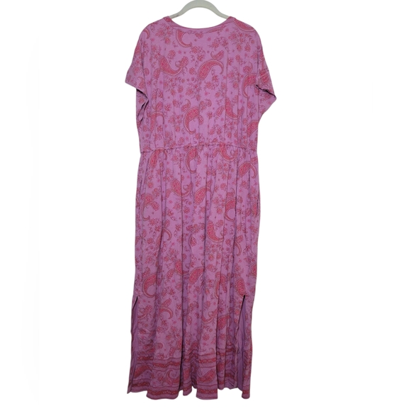 Pure Jill J. Jill Border Print Maxi Dress Pink Cotton Tencel Modal Paisley 2X - Picture 4 of 8